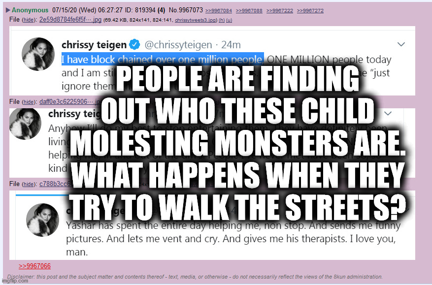 PEOPLE ARE FINDING OUT WHO THESE CHILD MOLESTING MONSTERS ARE. WHAT HAPPENS WHEN THEY TRY TO WALK THE STREETS? | made w/ Imgflip meme maker