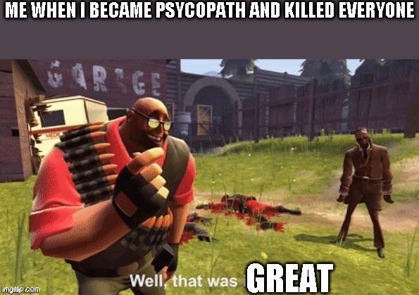 Well, that was idiotic | ME WHEN I BECAME PSYCOPATH AND KILLED EVERYONE; GREAT | image tagged in well that was idiotic,memes | made w/ Imgflip meme maker