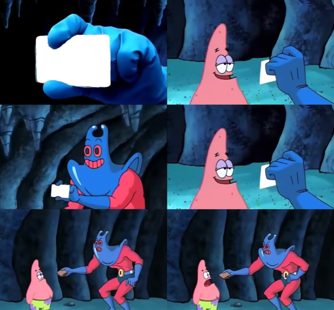 No "Patrick Star and Manray Wallet (blank ID)" memes have been fe...