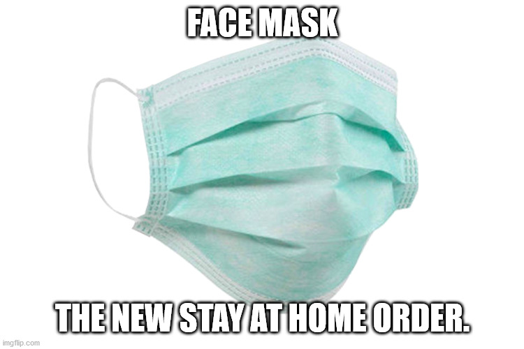 Face mask | FACE MASK; THE NEW STAY AT HOME ORDER. | image tagged in face mask | made w/ Imgflip meme maker
