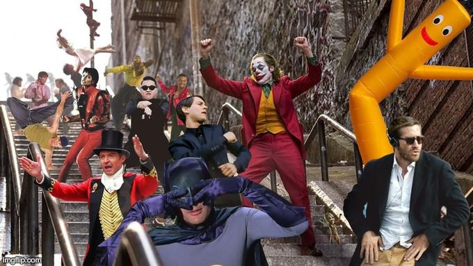me and the boys when we win a contest | image tagged in joker stair many | made w/ Imgflip meme maker