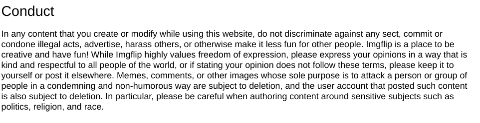 High Quality Conduct terms of use Blank Meme Template