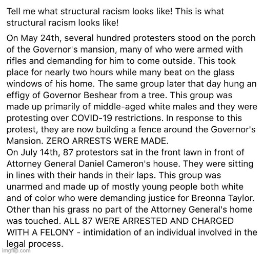 Evidence of systemic racism? Check the wildly differing responses to these protests of Covid vs. police brutality. (repost) | image tagged in racism,that's racist,protestors,police brutality,protests,repost | made w/ Imgflip meme maker