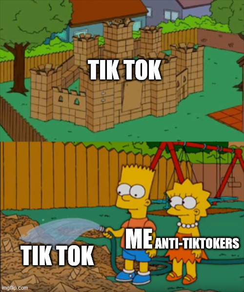 This is enough | TIK TOK; ANTI-TIKTOKERS; ME; TIK TOK | image tagged in simpsons castle | made w/ Imgflip meme maker