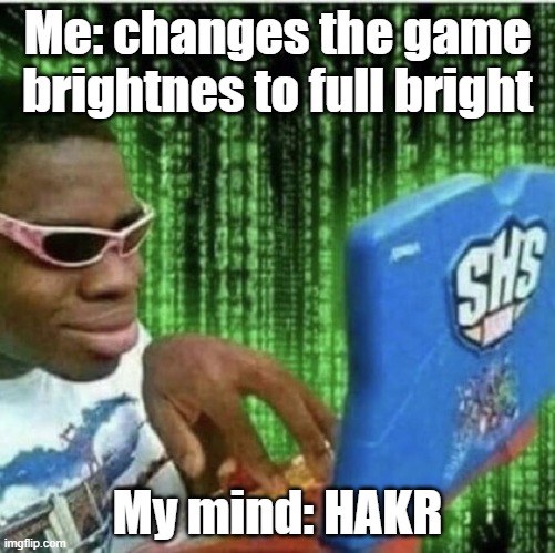 HAKR | Me: changes the game brightnes to full bright; My mind: HAKR | image tagged in ryan beckford | made w/ Imgflip meme maker