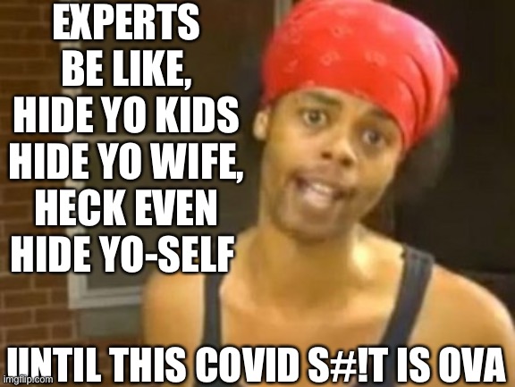 Hide Yo Kids Hide Yo Wife | EXPERTS BE LIKE,
HIDE YO KIDS
HIDE YO WIFE,
HECK EVEN HIDE YO-SELF; UNTIL THIS COVID S#!T IS OVA | image tagged in memes,hide yo kids hide yo wife,covid-19,coronavirus,first world problems,aint nobody got time for that | made w/ Imgflip meme maker