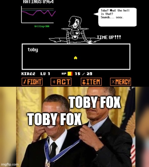 I see what you did there Toby | TOBY FOX; TOBY FOX | image tagged in obama giving obama award | made w/ Imgflip meme maker