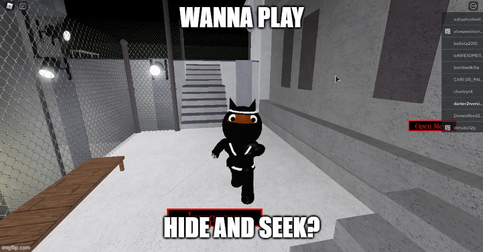 Piggy role play | WANNA PLAY; HIDE AND SEEK? | image tagged in roblox meme | made w/ Imgflip meme maker