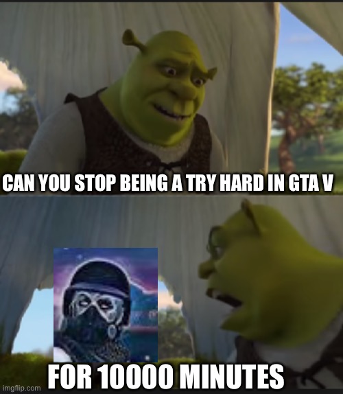 can you stop  talking | CAN YOU STOP BEING A TRY HARD IN GTA V; FOR 10000 MINUTES | image tagged in can you stop talking | made w/ Imgflip meme maker