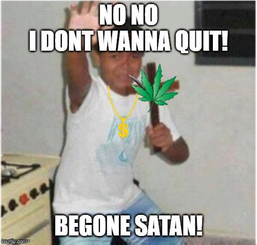 Begone Satan | NO NO
I DONT WANNA QUIT! BEGONE SATAN! | image tagged in begone satan | made w/ Imgflip meme maker