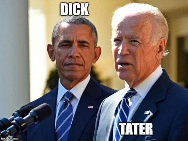 Putting the "Tater" in Dictator. | DICK; TATER | image tagged in obama biden,funny memes,politics,election 2020,dictator | made w/ Imgflip meme maker