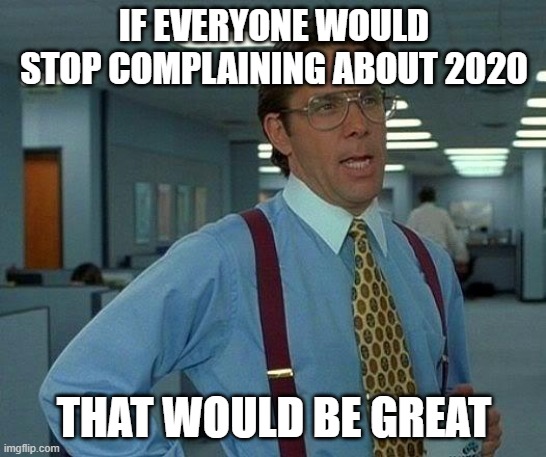 That Would Be Great Meme | IF EVERYONE WOULD STOP COMPLAINING ABOUT 2020; THAT WOULD BE GREAT | image tagged in memes,that would be great | made w/ Imgflip meme maker