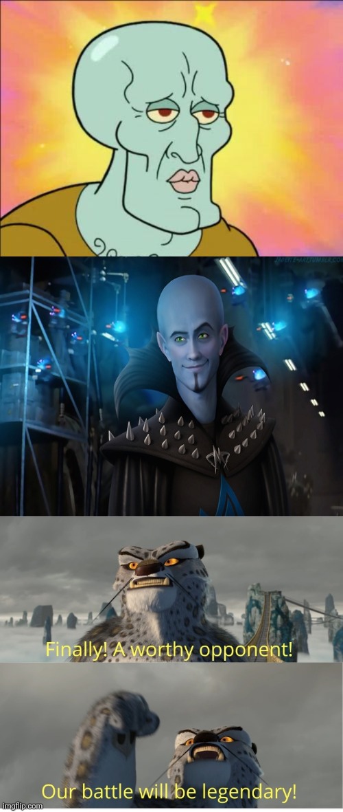 Handsome squidward Vs handsome megamind | image tagged in memes,squidward | made w/ Imgflip meme maker