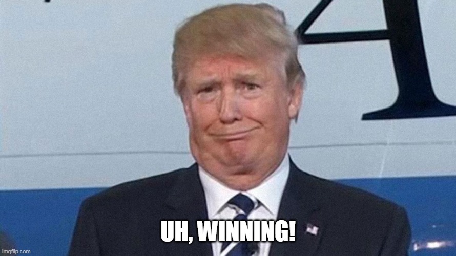 Uh, winning! | UH, WINNING! | image tagged in trump,winning,trump winning,donald j trump | made w/ Imgflip meme maker