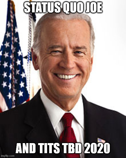 Joe Biden | STATUS QUO JOE; AND TITS TBD 2020 | image tagged in memes,joe biden | made w/ Imgflip meme maker