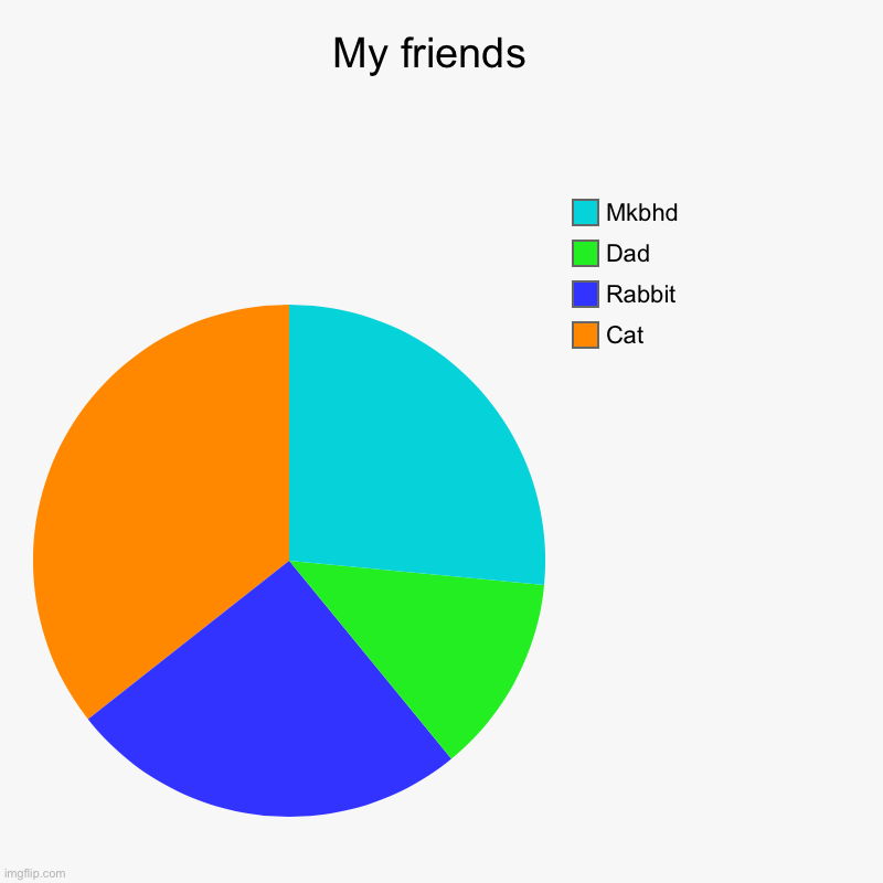 Friends be like | My friends  | Cat, Rabbit , Dad, Mkbhd | image tagged in charts,pie charts | made w/ Imgflip chart maker