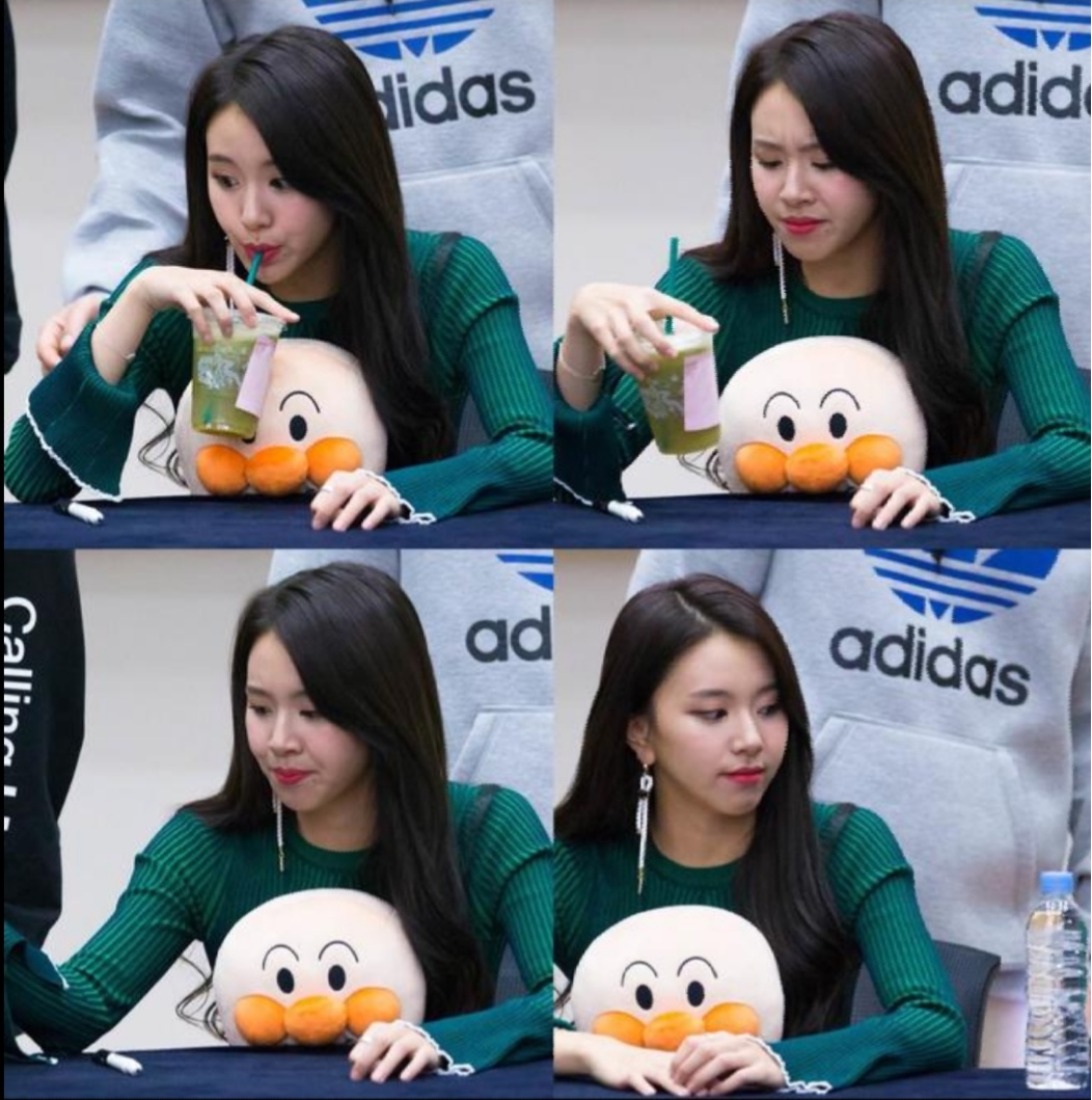 Chaeyoung drinking Blank Meme Template