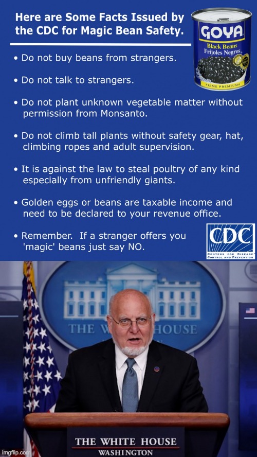 CDC Facts for Magic Bean Safety | image tagged in cdc facts for magic bean safety | made w/ Imgflip meme maker