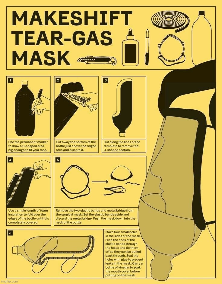 With the way things are going, we might need this eventually | image tagged in guide,tear gas,useful,mask | made w/ Imgflip meme maker