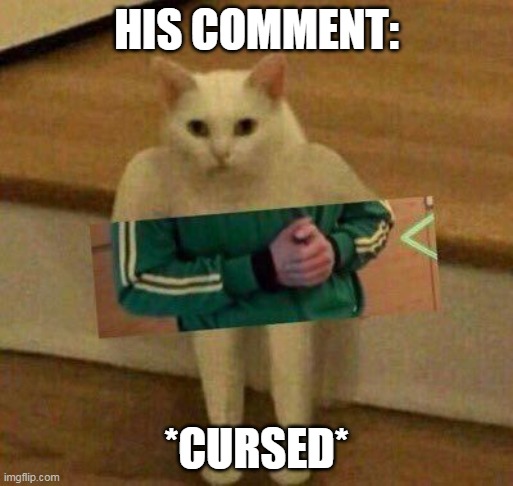 cursedcat | HIS COMMENT: *CURSED* | image tagged in cursedcat | made w/ Imgflip meme maker