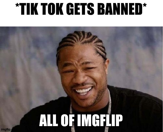 Tik Tok has lost the battle, victory is ours. | *TIK TOK GETS BANNED*; ALL OF IMGFLIP | image tagged in memes,yo dawg heard you | made w/ Imgflip meme maker