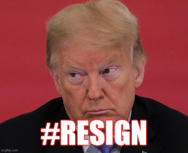 RESIGN! | #RESIGN | image tagged in donald trump,resignation,you're fired,trump is a moron,con man,trump supporters | made w/ Imgflip meme maker