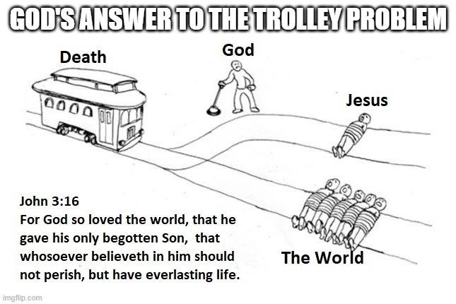 GOD'S ANSWER TO THE TROLLEY PROBLEM | made w/ Imgflip meme maker