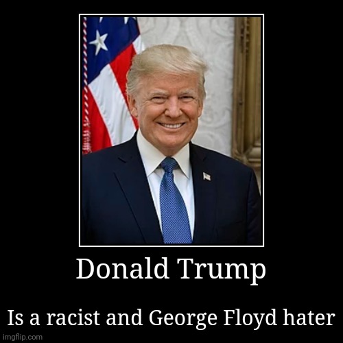 Donald Trump | Is a racist and George Floyd hater | image tagged in funny,demotivationals | made w/ Imgflip demotivational maker