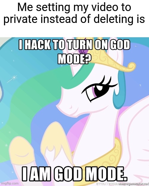 4 MLP Private | Me setting my video to private instead of deleting is | image tagged in memes,funny,mlp,mlp fim | made w/ Imgflip meme maker