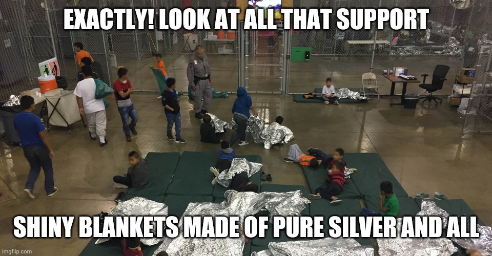 EXACTLY! LOOK AT ALL THAT SUPPORT SHINY BLANKETS MADE OF PURE SILVER AND ALL | made w/ Imgflip meme maker