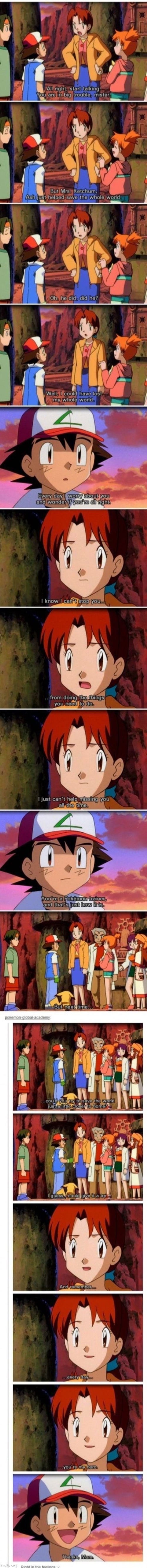 image tagged in wholesome,pokemon,ash ketchum,mom | made w/ Imgflip meme maker