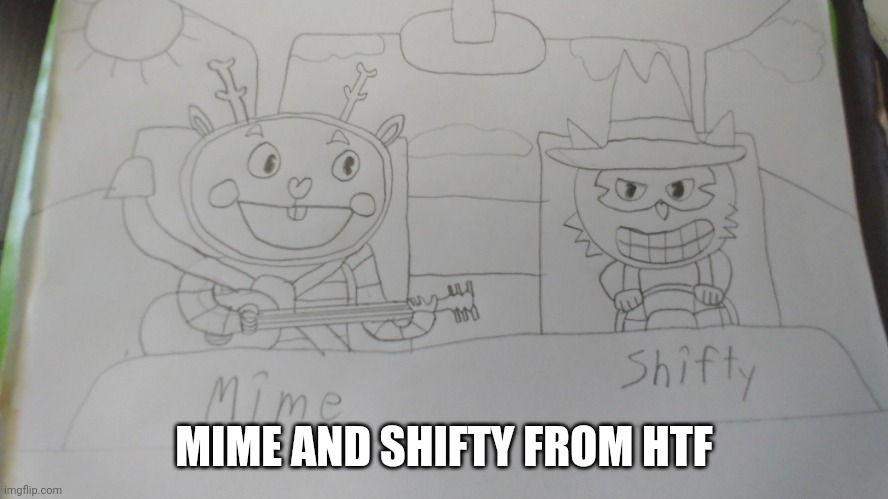 Mime and Shifty from HTF | MIME AND SHIFTY FROM HTF | image tagged in happy tree friends,memes,drawings,cartoons,driving | made w/ Imgflip meme maker