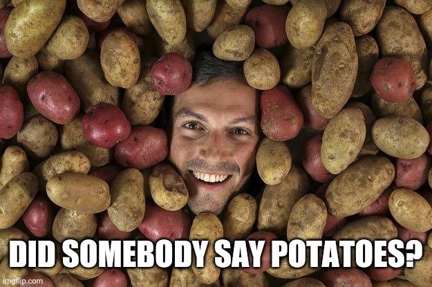 Potatoes lover | DID SOMEBODY SAY POTATOES? | image tagged in potatoes lover | made w/ Imgflip meme maker