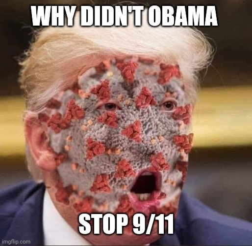 Trump's virus | WHY DIDN'T OBAMA; STOP 9/11 | image tagged in trump's virus | made w/ Imgflip meme maker