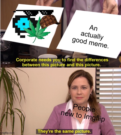 They're The Same Picture Meme | An actually good meme. People new to Imgflip | image tagged in memes,they're the same picture | made w/ Imgflip meme maker