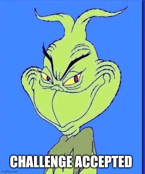 Good Grinch | CHALLENGE ACCEPTED | image tagged in good grinch | made w/ Imgflip meme maker