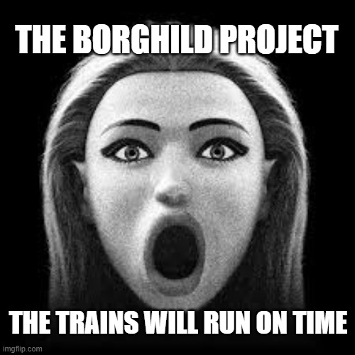 the  Borghild Project | THE BORGHILD PROJECT; THE TRAINS WILL RUN ON TIME | image tagged in politics,funny | made w/ Imgflip meme maker