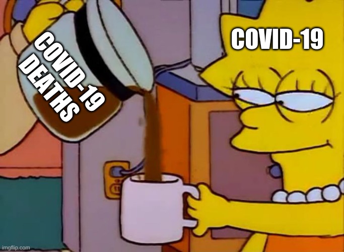 Lisa Simpson Coffee That x shit | COVID-19 DEATHS; COVID-19 | image tagged in lisa simpson coffee that x shit | made w/ Imgflip meme maker