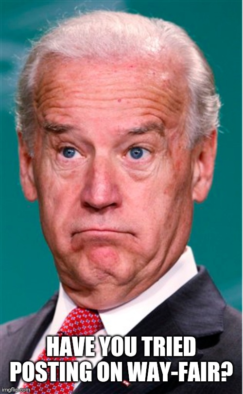 Joe Biden | HAVE YOU TRIED POSTING ON WAY-FAIR? | image tagged in joe biden | made w/ Imgflip meme maker