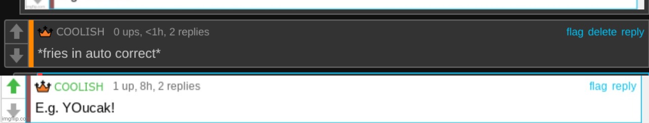 image tagged in coolish youcak,coolish fries in autocorrect | made w/ Imgflip meme maker