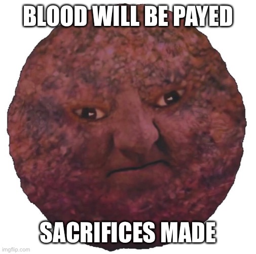 Meatball man | BLOOD WILL BE PAYED; SACRIFICES MADE | image tagged in meatball man,runmo,memes | made w/ Imgflip meme maker