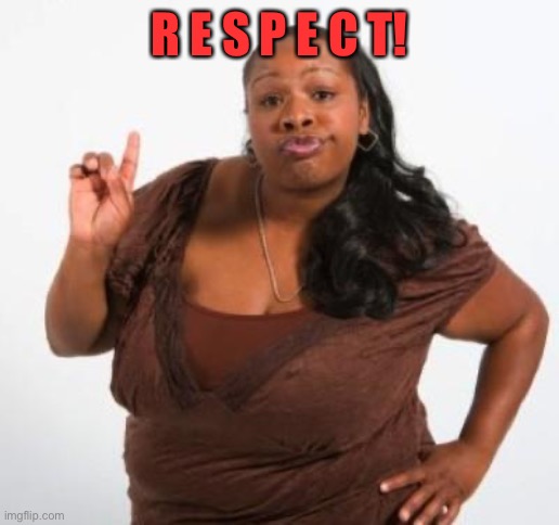 sassy black woman | R E S P E C T! | image tagged in sassy black woman | made w/ Imgflip meme maker
