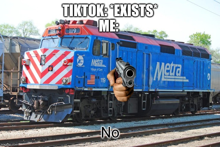 *MARKED* | TIKTOK: *EXISTS*
ME: | image tagged in metra f40ph no | made w/ Imgflip meme maker