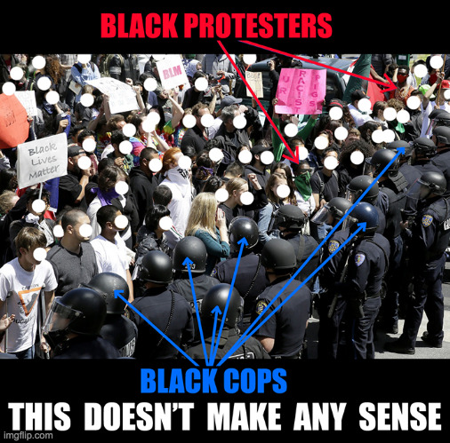 Black cops are going on record with stories of mostly white protesters, hurling insults at lines of black cops. | image tagged in memes,blm,protests,riots,black lives matter,protest | made w/ Imgflip meme maker