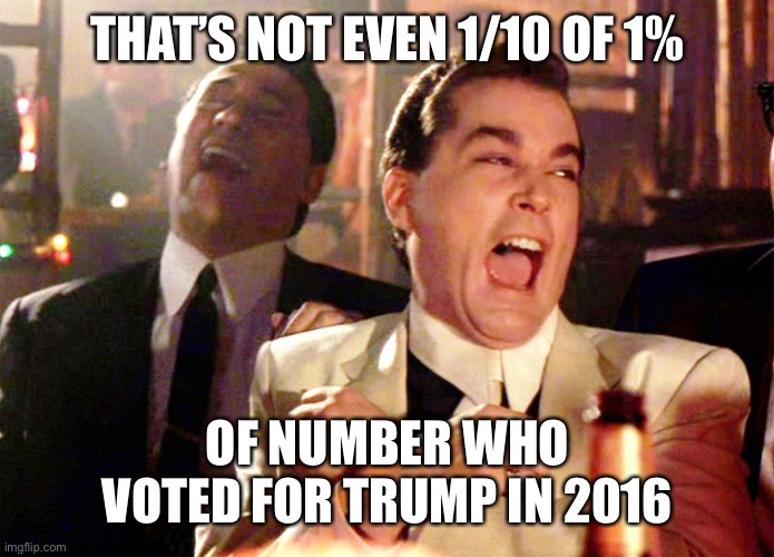 Good Fellas Hilarious Meme | THAT’S NOT EVEN 1/10 OF 1% OF NUMBER WHO VOTED FOR TRUMP IN 2016 | image tagged in memes,good fellas hilarious | made w/ Imgflip meme maker