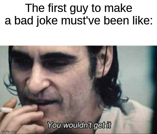 The First Guy to Make a Bad Joke | The first guy to make a bad joke must've been like: | image tagged in you wouldn't get it | made w/ Imgflip meme maker