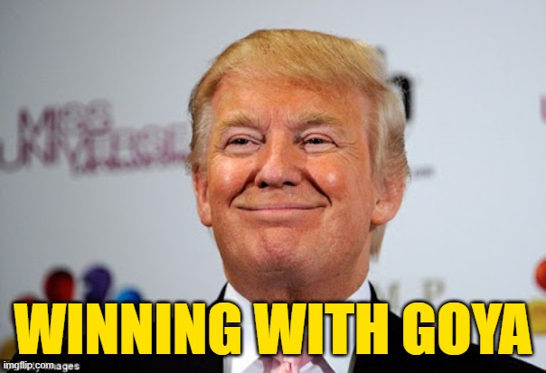 Donald trump approves | WINNING WITH GOYA | image tagged in donald trump approves | made w/ Imgflip meme maker