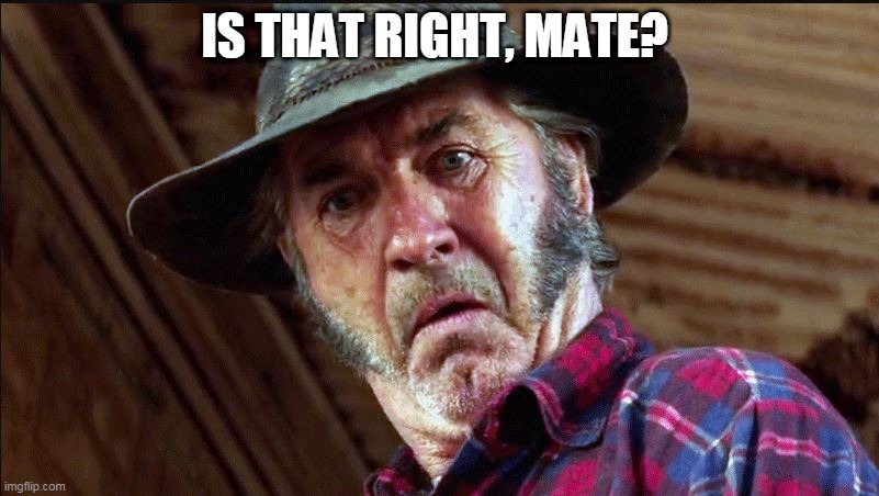 IS THAT RIGHT, MATE? | image tagged in mad mick 2 | made w/ Imgflip meme maker