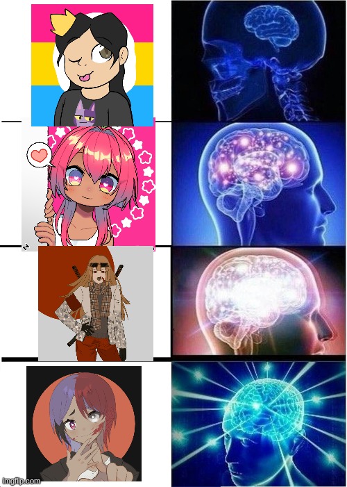My anime girls | image tagged in memes,expanding brain | made w/ Imgflip meme maker