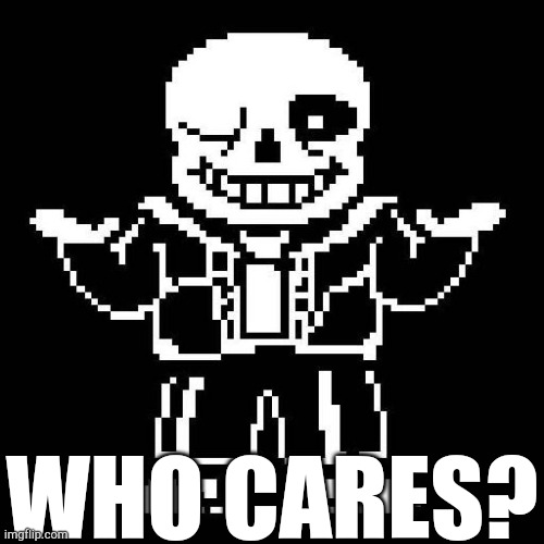 sans undertale | WHO CARES? | image tagged in sans undertale | made w/ Imgflip meme maker